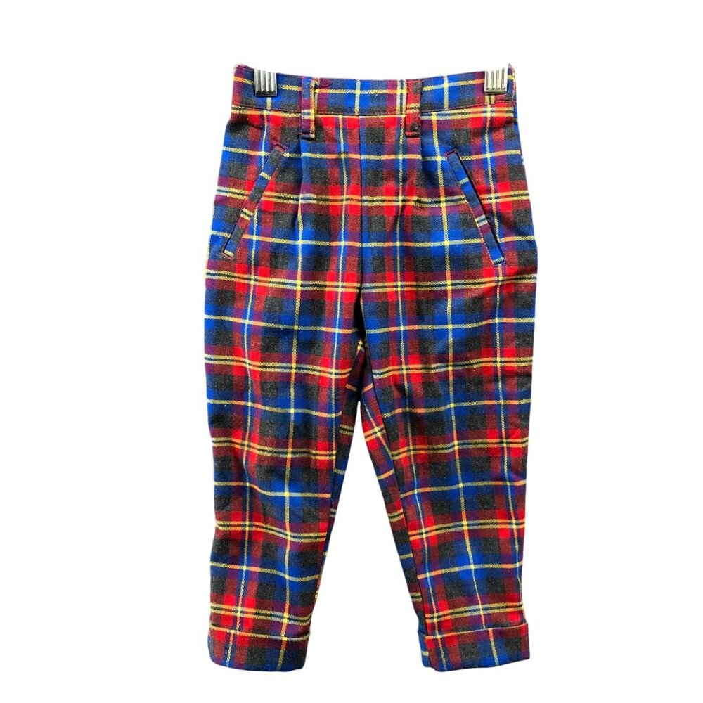 Vintage 90s Children's Place Baby 24M / 2T Plaid Trouser Pants Red Blue